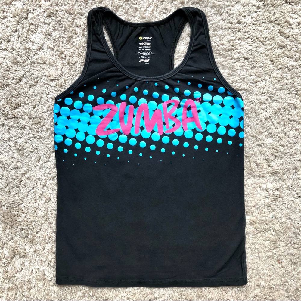 Zumba Fitness Dots Black Pink Blue Tank Top